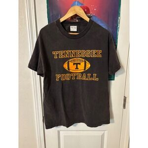 Vintage TCX Tennessee Volunteers Football T-Shirt Mens Large Black Faded Cotton